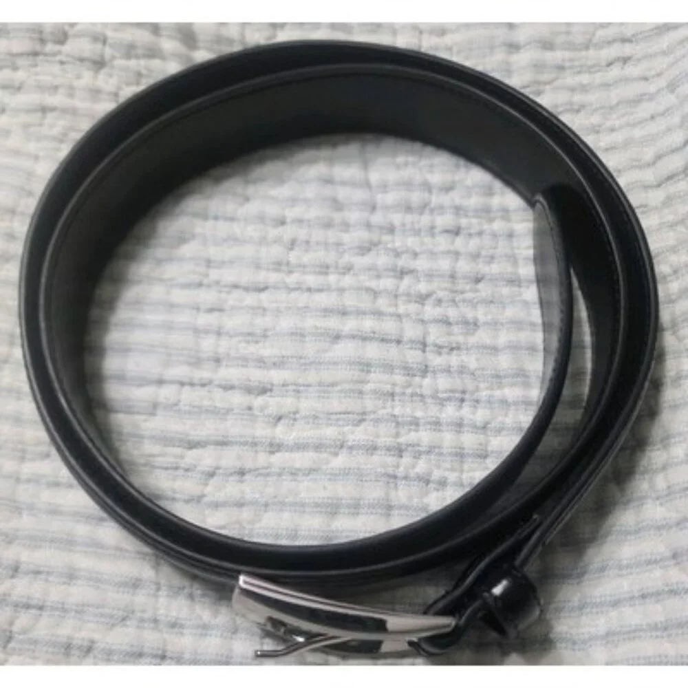 Sportoli Classic Leather Belt Black Single Prong silver Buckle Mens Belt Size 40